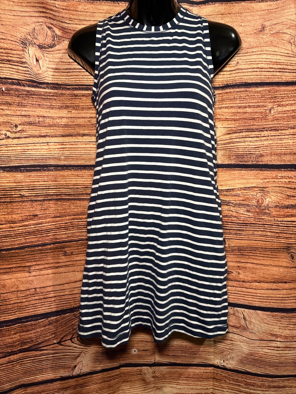 Huk Navy and White Striped Mini Dress with Pockets
